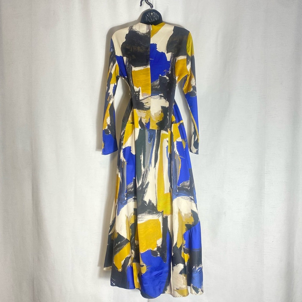 ZARA NWT WOMAN ROUND NECK PRINTED MIDI DRESS MULTICOLORED SIZE M - Picture 9 of 16
